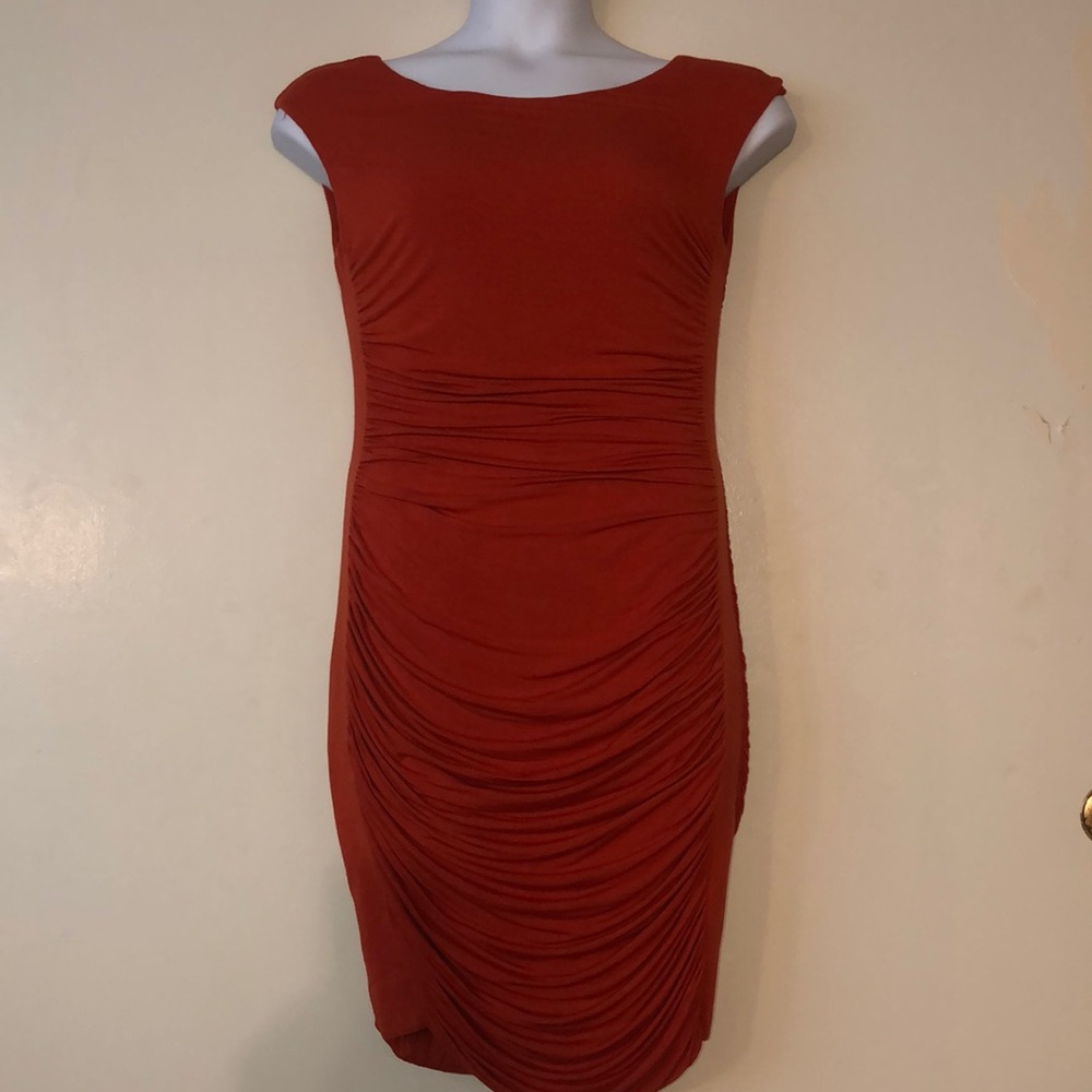 B44 sleeveless shift with ruching.